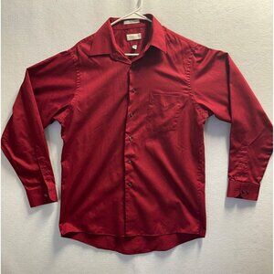 Vintage Van Heusen Lux Sateen Long Sleeve Button Up Collar Red Shirt Large